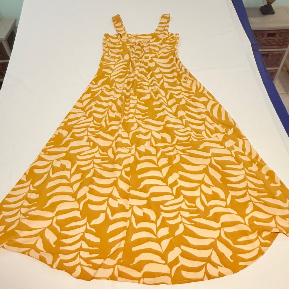 MSK Mustard Yellow and‎ Cream Square Neck Maxi Dress Size M
